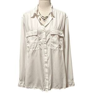 Quince 100% Lyocell White Utility Button Down Shirt XL Women’s Tencel Blouse